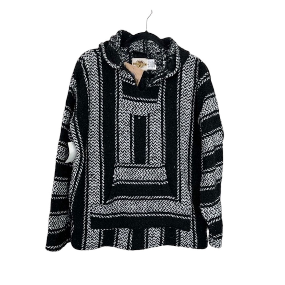 EARTH RAGS Journeys Baja Hooded Pullover Hoodie in black size Small